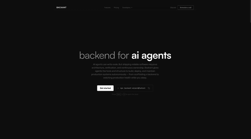 BackAnt.io — the platform itself, built on its own backend